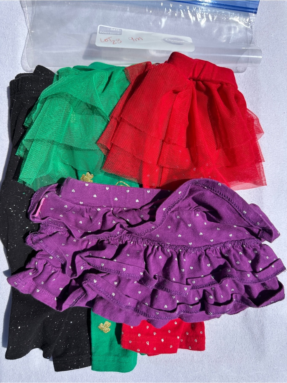 Girls Ruffle Skirted Leggings - Purple, Red, Green, Black(28)